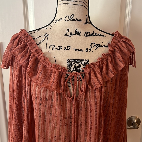 Anthropologie Sheer Striped Crop Blouse. NWT - Picture 3 of 8